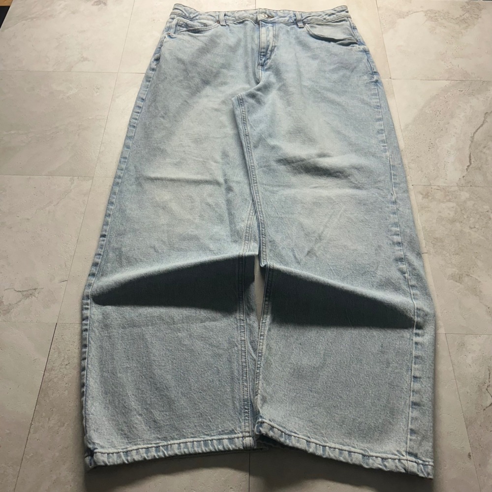 Forever 21 Wide Leg Jeans Light Wash Blue Mens 30 Baggy Streetwear Y2K Denim